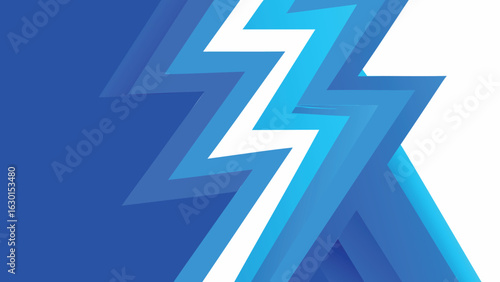 Illustration of a blue and white lightning bolt design with layered effect and gradient shading style