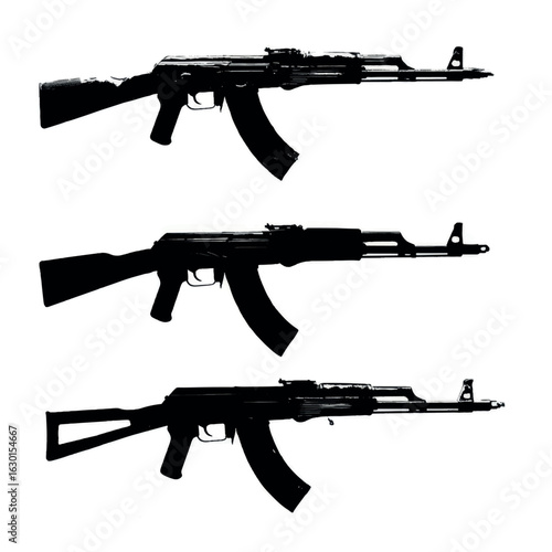 ak 47 silhouette set, Black & White silhouette set 