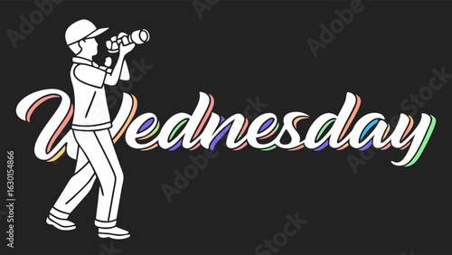 Photographer Silhouette with Wednesday Text Design.