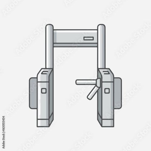 Modern turnstile access gate with card readers for controlled entry.