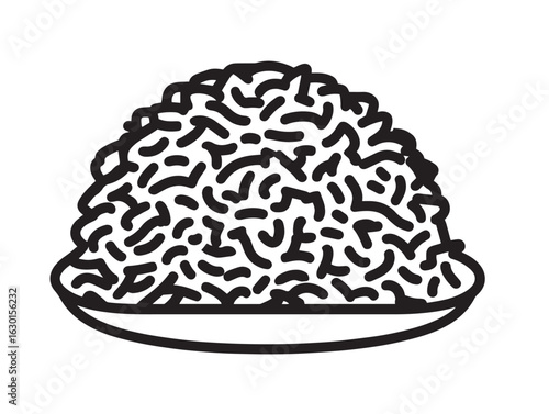 Spicy jollof rice bowl in minimal vector format