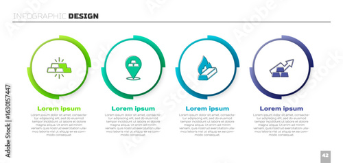 Set Gold bars, Molten gold being poured and Growth arrow with. Business infographic template. Vector