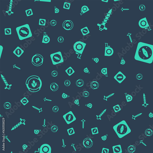 Set Roulette construction, Construction jackhammer, Soil analysis and Compass on seamless pattern. Vector