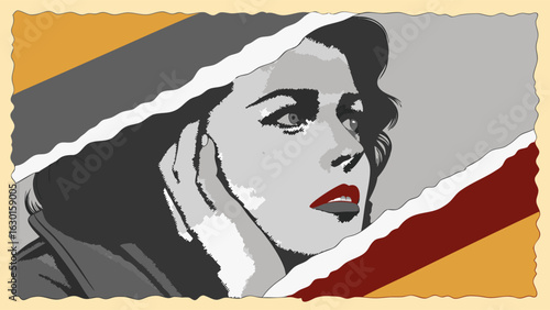 Stylish Woman Portrait in a Retro Style.