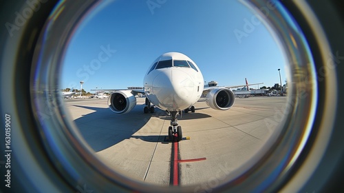 Stunning Airplane Shot Through Fisheye Lens in High-Resolution