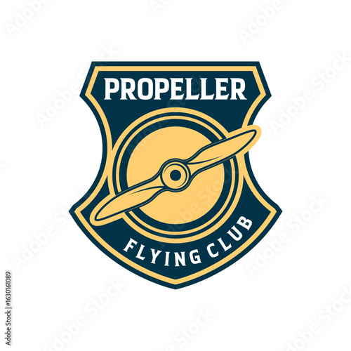 Flying Aircraft Airplane Club Propeller Logo Template Vector