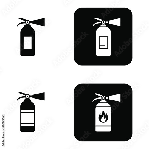 high quality A Collection of Fire Extinguishers in Black and White . flat vector 