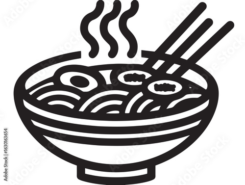 Malaysian laksa soup icon in minimalist vector style