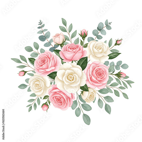 Elegant Pink and White Roses