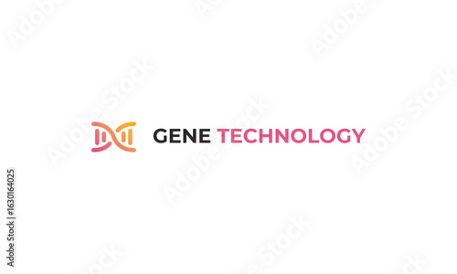 Orange & Pink Gradient Gene Technology Logo — Biotech & Corporate Vector Template