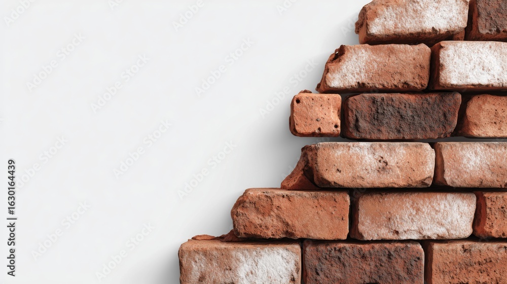 Obraz premium Creative banner showcasing a photo-realistic stack of bricks with a designated clean white area for a custom message or branding display