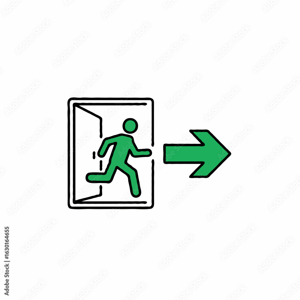 emergency exit sign on the wall emergency exit sign on the wall