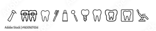 Dental Medicine Vector Outline Icons
