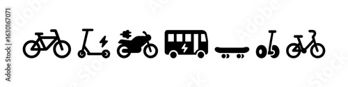 Electric Transportation Filled Icon Set