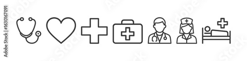 Medical Healthcare Vector Outline Icons Set
