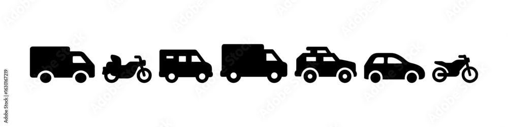 Fototapeta premium Transportation Vehicles Vector Filled Icons Set