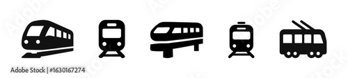 Railway Vehicles Filled Icons Set