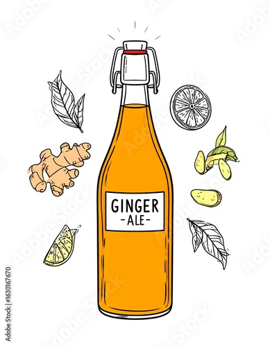 Ginger ale bottle illustration