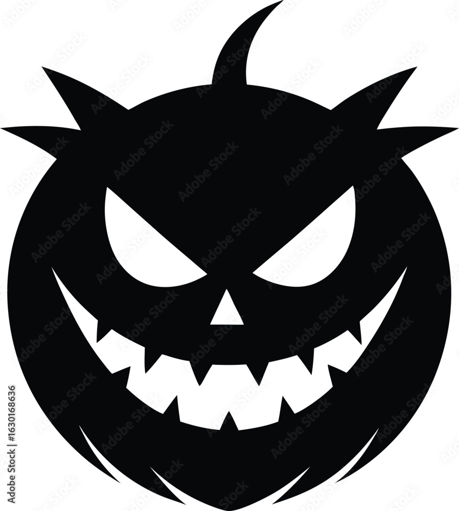 Naklejka premium Scary halloween pumpkin monster silhouette isolated on white background