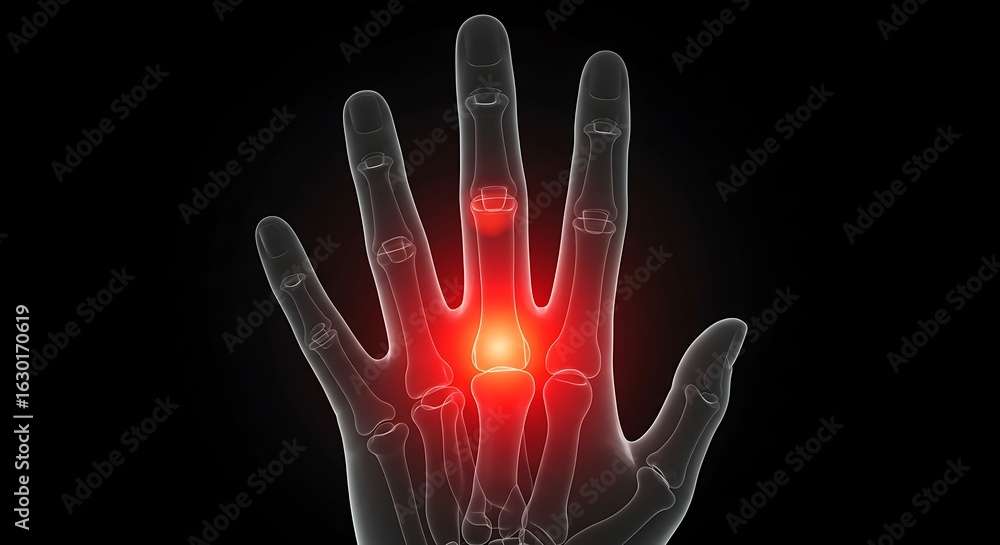 Naklejka premium Joint Pain: Inflammation in Human Hand