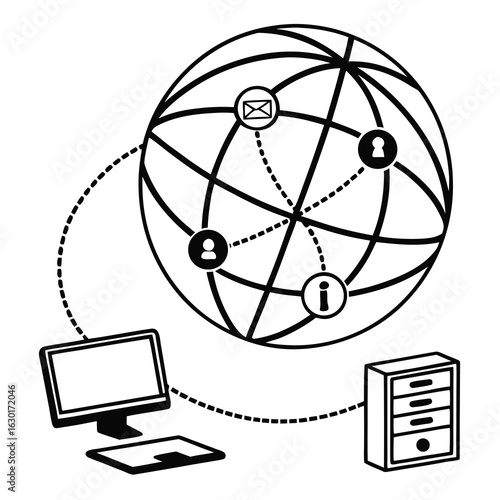 Global network connection with 3D illustration of a satellite dish networking the world