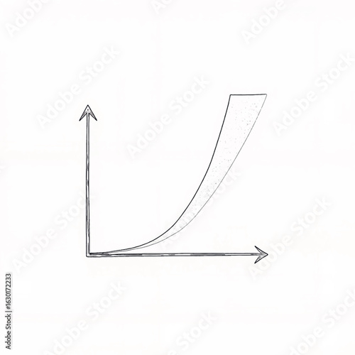 Growth curve illustration on white background, business analysis concept