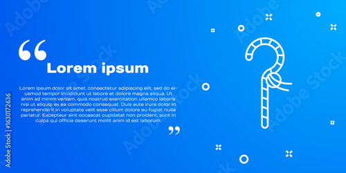 White line Crook icon isolated on blue background. Ancient Egypt symbol. Scepters of egypt. Vector