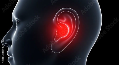 Earache Illustration: Pain and Inflammation Concept