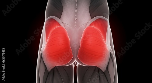 Gluteal Muscle Anatomy: Red Highlighted Glutes