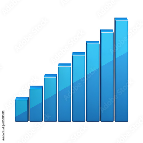 Blue bar graph showing upward trend and growth isolated on transparent background Free Download Blue bar graph showing upward trend and growth isolated on transparent background - GFXLoad