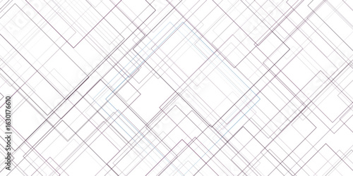 Abstract geometric overlapping lines with a minimalist design in shades of purple and blue on a white background