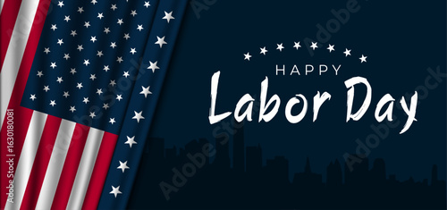 Happy Labor day USA poster for story, card, banner, vector illustration background
