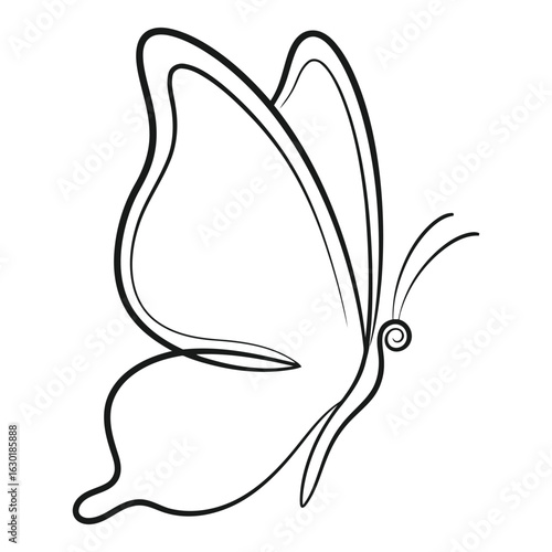 Elegant Butterfly Line Art