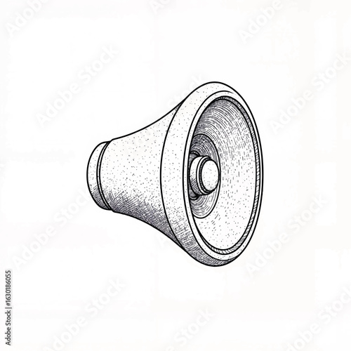 Crossed-out loudspeaker illustration on white background, silent messaging