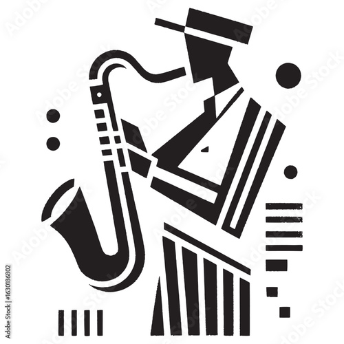 Saxophone player abstract minimalist vector illustration