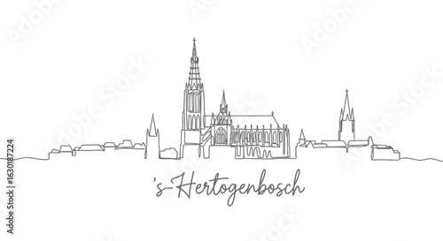 sHertogenbosch Skyline with Netherlands, and Single Line Art.