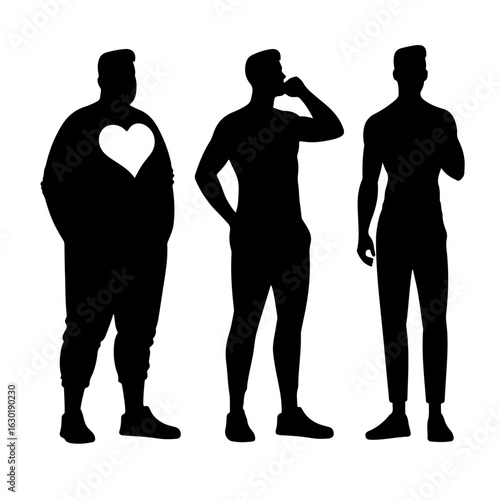 fat men set silhouette , fat men set vector
