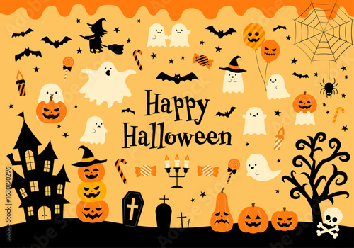 ハロウィン　イラスト素材セット