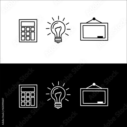 Minimalist Education Icons Set – Back to School Elements