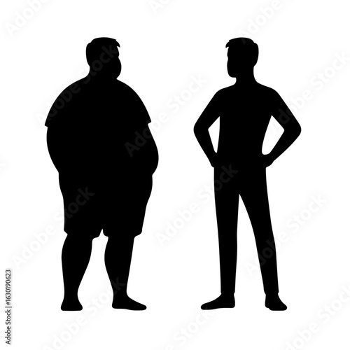 fat men set silhouette , fat men set vector