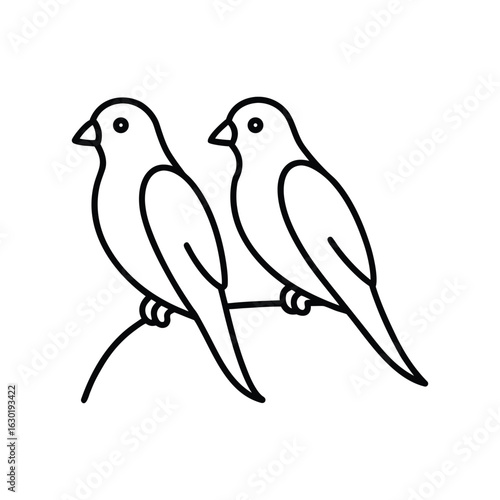 two lovebirds perched on a branch line art