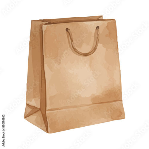Watercolor paper bag illustration