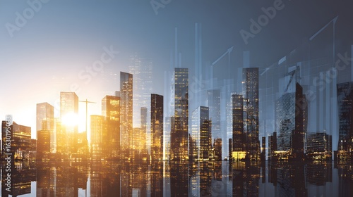 Wallpaper Mural future city skyline with business infographic showing tax growth Torontodigital.ca