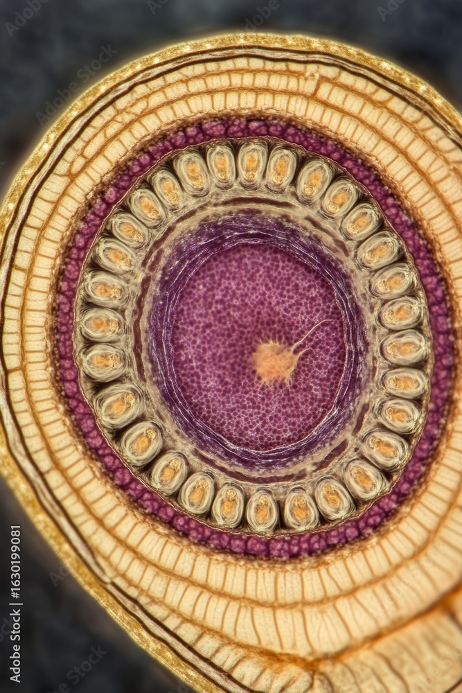 Obraz premium selective focus of pinworms with highlighted eggs and larvae under microscope