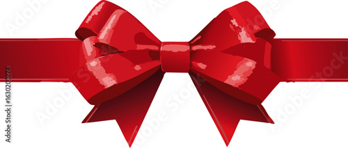 Red bow and ribbon banner on white background vector graphic design