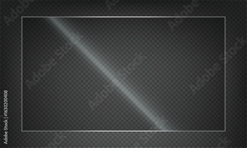 16:9 vector image of a mirror reflection, suitable for application on glass, plastic, or acrylic window surfaces. Offers a glossy, luminous appearance with bright highlights and transparency.
