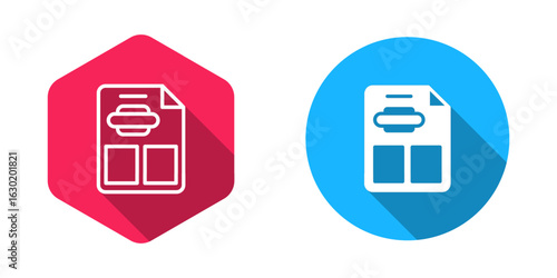 Filled and outline Restaurant cafe menu icon isolated with long shadow background. Vector