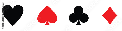 Suit deck of playing cards. hearts diamonds clubs spades symbol. transparent png and vector illustration.