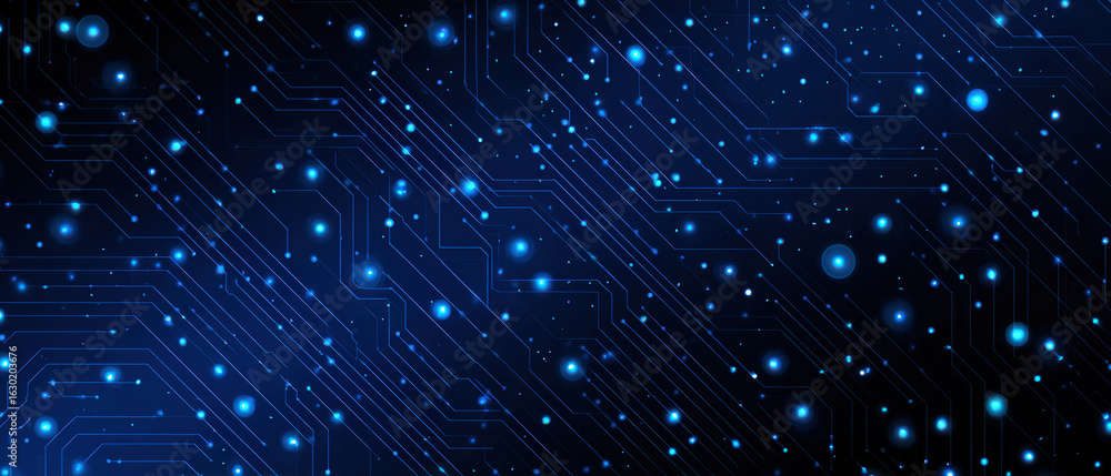 Fototapeta premium Digital circuit visualization technology graphic design dark background abstract view innovation concepts