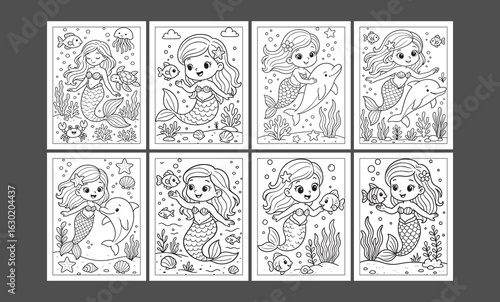Mermaid Coloring pages bundle 